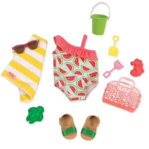 Our Generation Slice Of Fun Swimsuit outfit w/Beach‎ Bag for most 18 Dolls New
